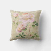 ピンクのバラ&レースフローラヴィンテージ枕 クッション (裏面)