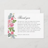 ピンクのバラ。ヴィンテージの花。フローラ結婚の サンキューカード (正面/裏面)