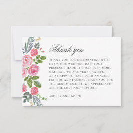 ピンクのバラ。ヴィンテージの花。フローラ結婚の サンキューカード