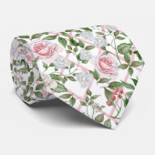 ピンクのバラ – ヴィンテージ水彩フローラ ネクタイ (ロール)