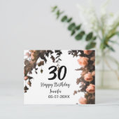 ピンクのバラ ヴィンテージ フラワー モダン 30歳の誕生日 ポストカード (スタンド正面)