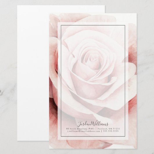 ピンクのバラ 便箋 (正面/裏面)