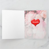 ピンクのバラ＆写真入りハート型バレンタインカード カード (内部)
