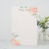 ピンクのバラ　名入れしました 便箋 (スタンド正面)