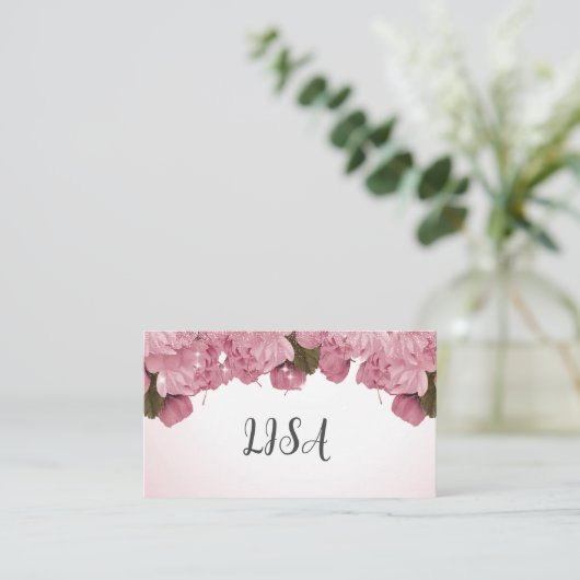 ピンクのバラ 名刺 (スタンド正面)