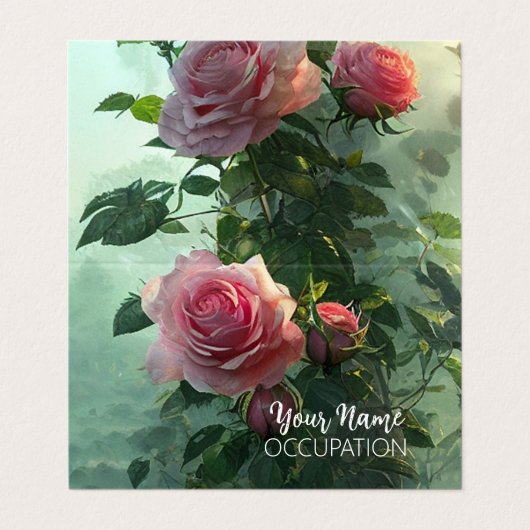 ピンクのバラ – 名刺 (外部フラット)