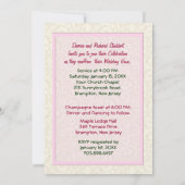 ピンクのバラ - 婚約更新 招待状 (裏面)