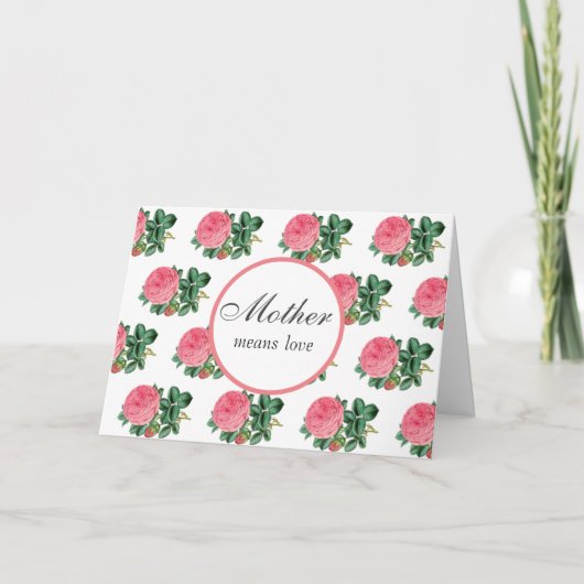 ピンクのバラ 幸せな母の日 ホリデー グリーティング カード (正面)
