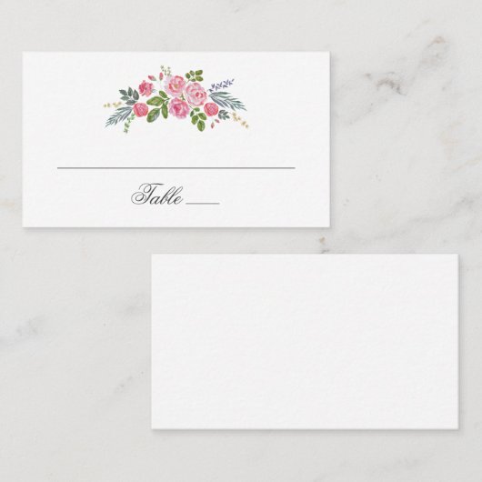 ピンクのバラ。庭の花フローラ結婚のシック プレイスカード (正面/裏面)