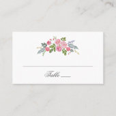 ピンクのバラ。庭の花フローラ結婚のシック プレイスカード (正面)