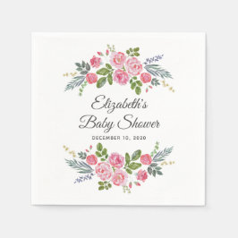 ピンクのバラ。庭の花フローラ赤ちゃんシャワー スタンダードカクテルナプキン