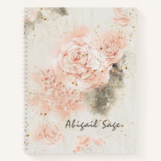 ピンクのバラ" "彼の存在で"聖書の聖句 ノートブック (正面)