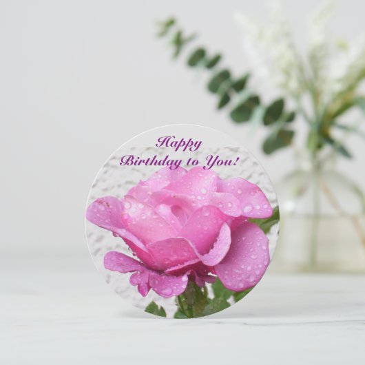 ピンクのバラ-感動的な引用文の花カード カード (スタンド正面)