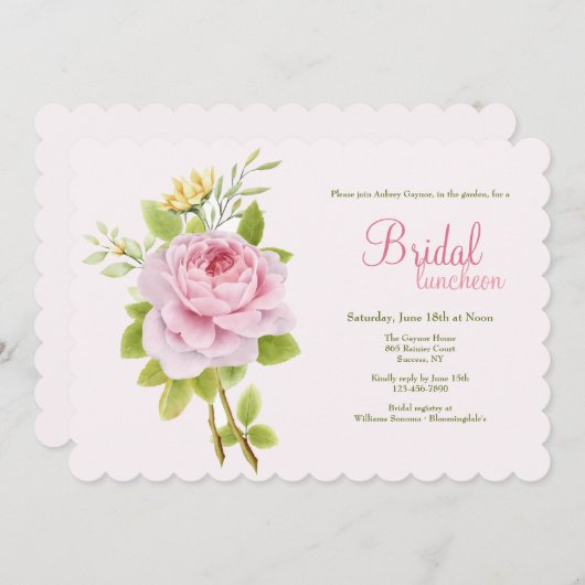 ピンクのバラ 招待状 (正面/裏面)