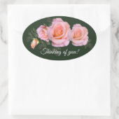 ピンクのバラ 楕円形シール (バッグ)