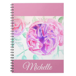 ピンクのバラ 水彩 リラックマピンクの女の子のノートブック ノートブック