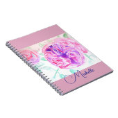 ピンクのバラ 水彩 リラックマピンクの女の子のノート ノートブック (右側)