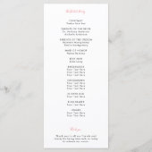 ピンクのバラ 水彩 花 フラワー ウェディング プログラム (裏面)