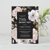 ピンクのバラ 水彩 花 70歳の誕生日 招待状 (スタンド正面)