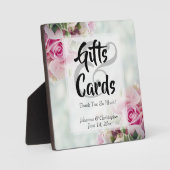 ピンクのバラ&牡丹のカード&ギフトの結婚サイン フォトプラーク (正面)
