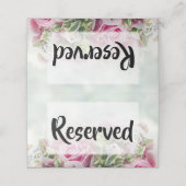 ピンクのバラ&牡丹の芽結婚の予約 プレイスカード (外部開封)