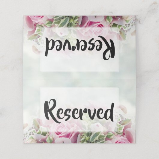 ピンクのバラ&牡丹の芽結婚の予約 プレイスカード (外部開封)