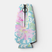 ピンクのバラ、白い蝶ブルーボトルクール ボトルクーラー (裏面)