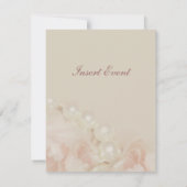 ピンクのバラ 真珠 エレガント ウェディング 婚約 招待状 (裏面)