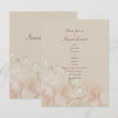 ピンクのバラ 真珠 エレガント ウェディング 婚約 招待状 (正面/裏面)