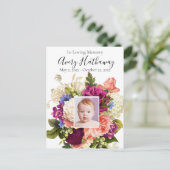 ピンクのバラ 紫のラン 葬儀 追悼 ポストカード (スタンド正面)