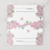 ピンクのバラ – 結婚の座席表 プレイスカード (外部開封)