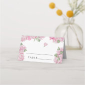 ピンクのバラ – 結婚の座席表 プレイスカード (裏面)
