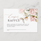 ピンクのバラ&緑の葉おむつラッフルカード エンクロージャーカード (正面)