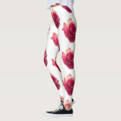 ピンクのバラ、花の写真パターンのレギンス レギンス (左)