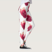 ピンクのバラ、花の写真パターンのレギンス レギンス (右)