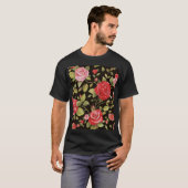 ピンクのバラ:花エレガント柄。 Tシャツ (正面フル)
