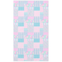 ピンクのバラ、蝶パッチワークフェイクテーブルクロス