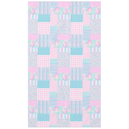 ピンクのバラ、蝶パッチワークフェイクテーブルクロス テーブルクロス