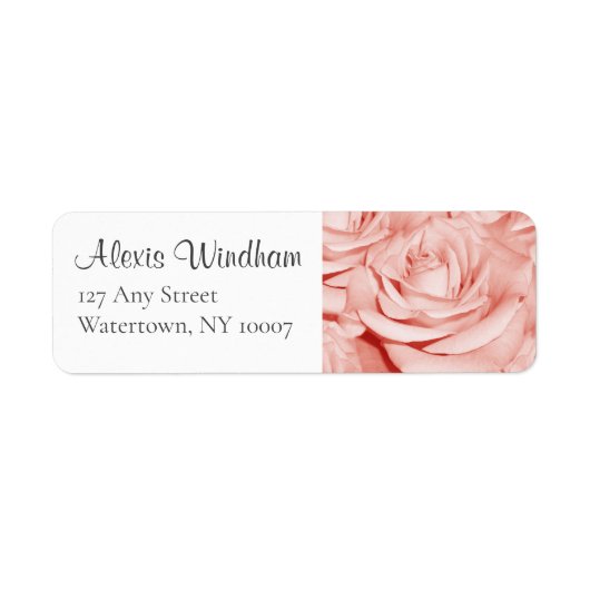 ピンクのバラ 返信先ラベル ラベル (正面)