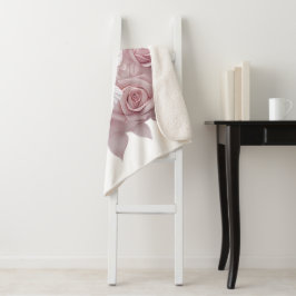 ピンクのバラ+鳩 シェルパブランケット