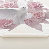 ピンクのバラ+鳩 シェルパブランケット (3/4)