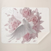 ピンクのバラ+鳩 シェルパブランケット (正面(横))