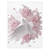 ピンクのバラ+鳩 テーブルクロス (正面)