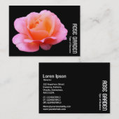 ピンクのバラ – 黒 名刺 (正面/裏面)