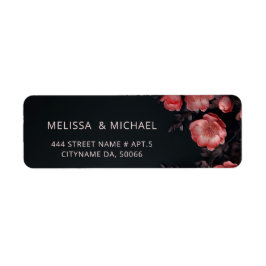 ピンクのバラ 3D ダークフラワー | ウェディング ラベル