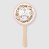 ピンクのバラ | Dried Grises Flora Girl Baptism ハンドファン (正面)