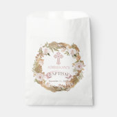 ピンクのバラ | Dried Grises Flora Girl Baptism フェイバーバッグ (正面)