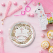 ピンクのバラ | Dried Grises Flora Girl Baptism ペーパープレート (パーティー)