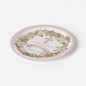 ピンクのバラ | Dried Grises Flora Girl Baptism ペーパープレート (アングル)