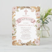 ピンクのバラ | Dried Grises Flora Girl Baptism 招待状 (スタンド正面)